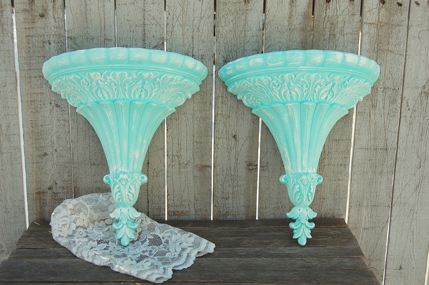 Mint green wall pockets - The Vintage Artistry