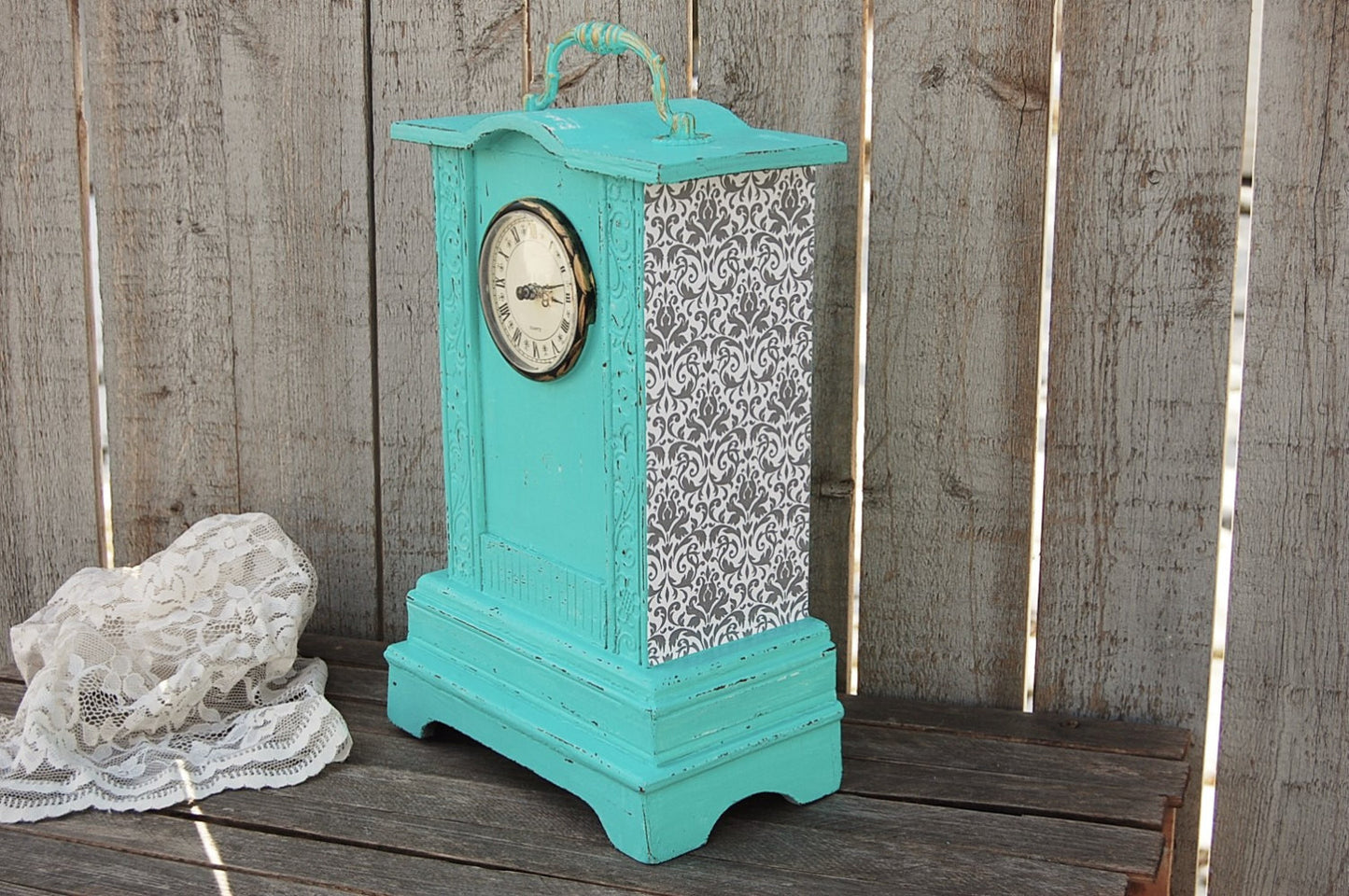 Aqua shabby chic clock - The Vintage Artistry