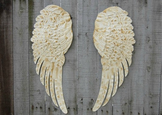 Ivory angel wings wall decor - The Vintage Artistry