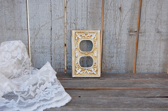 Gold double outlet cover - The Vintage Artistry